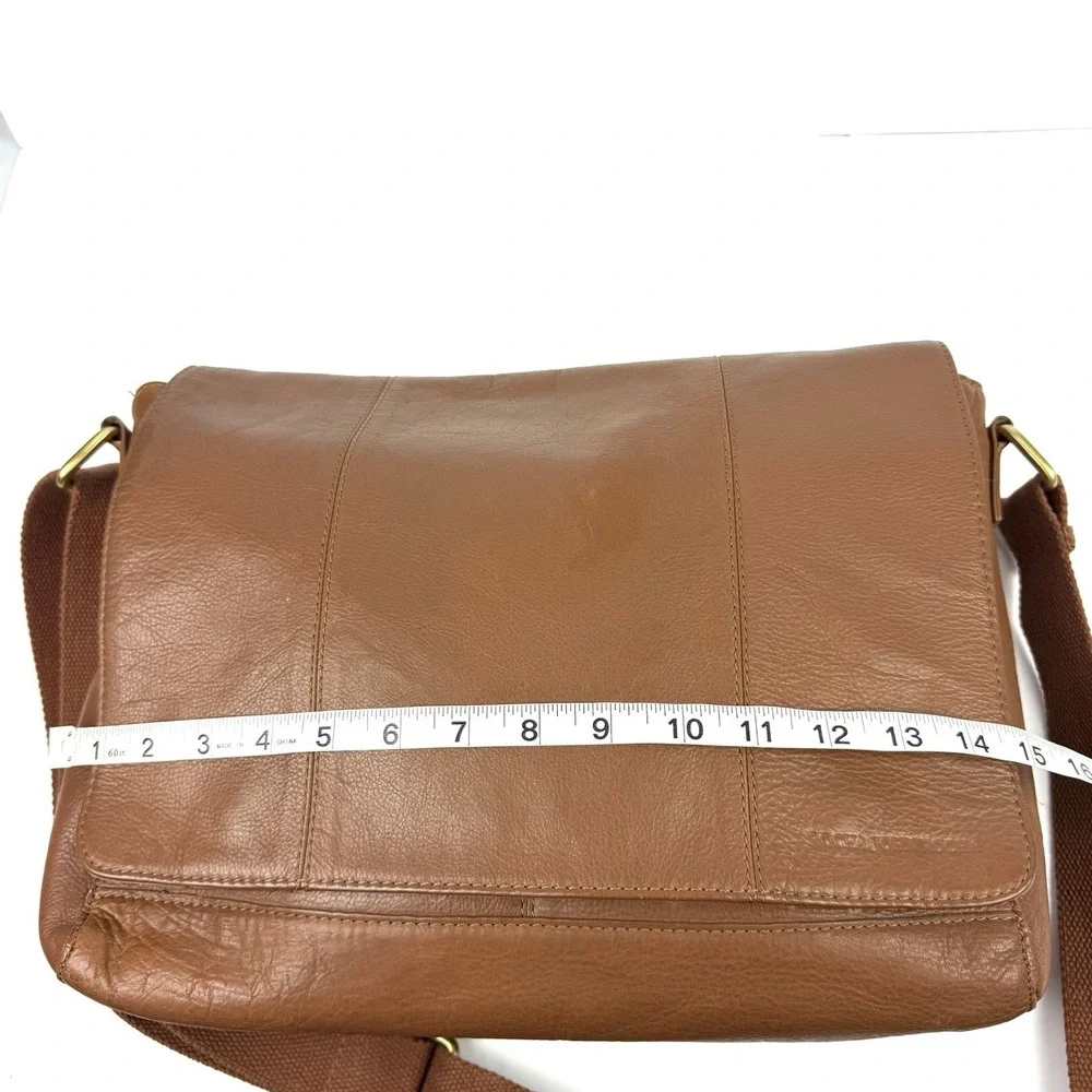 Rocha John Rocha Waxy Despatch Messenger Bag Brown Leather Crossbody Unisex